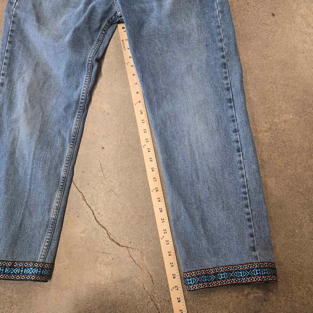 Levi's 505 Regular Fit Custom Embroidered Hem Jeans size 38 hemmed to 27" inseam - Picture 4 of 8
